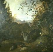 Matthias Withoos Otter in a Landscape oil painting on canvas